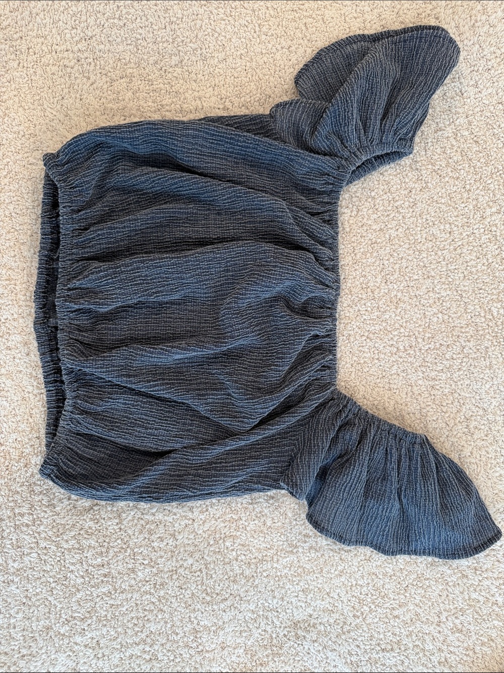 Timing Girls Charcoal Crinkled Off-Shoulder Top